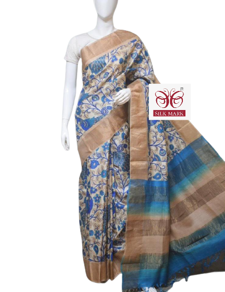 Pure Tussar Silk print saree