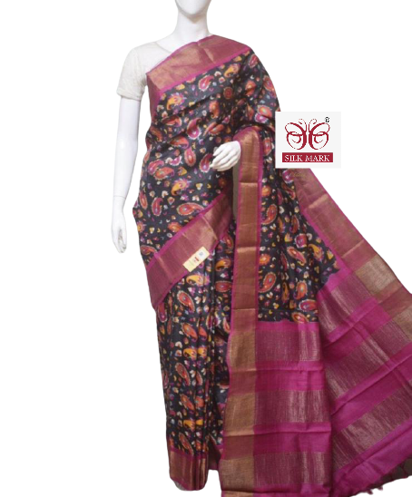 Pure Tussar Silk print saree