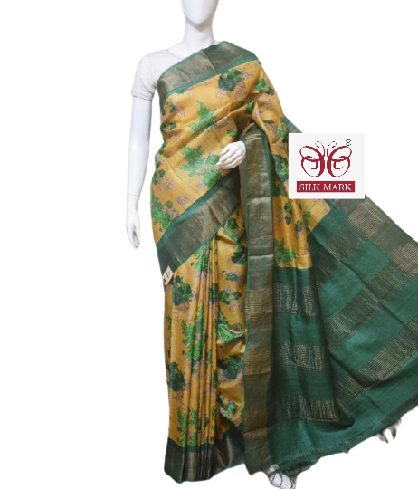 Pure Tussar Silk print saree