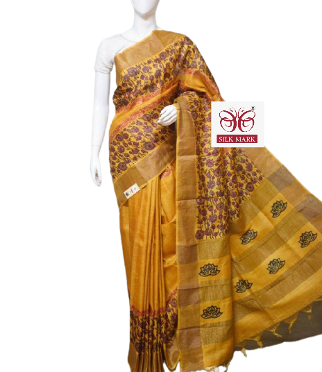 Pure Tussar Silk print saree