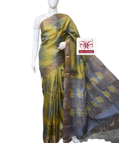 Pure Tussar Silk print saree