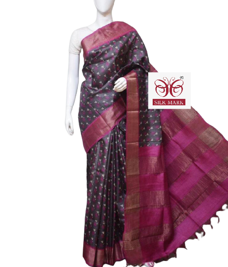 Pure Tussar Silk print saree