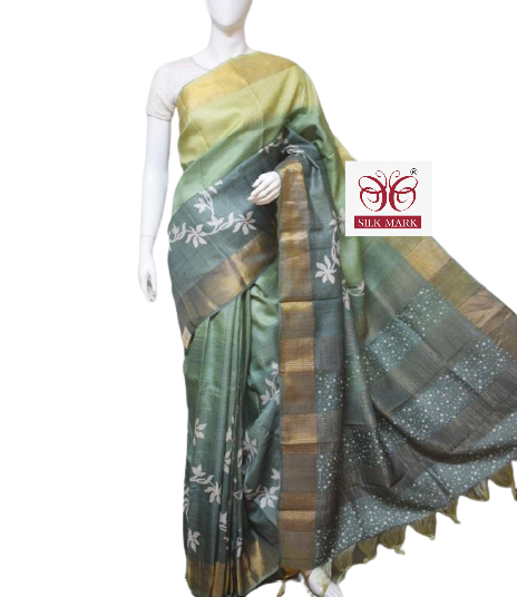 Pure Tussar Silk print saree