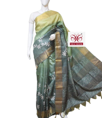 Pure Tussar Silk print saree