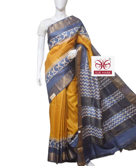 Pure Tussar Silk print saree