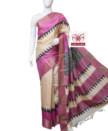 Pure Tussar Silk print saree