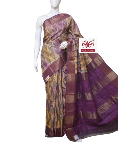 Pure Tussar Silk print saree