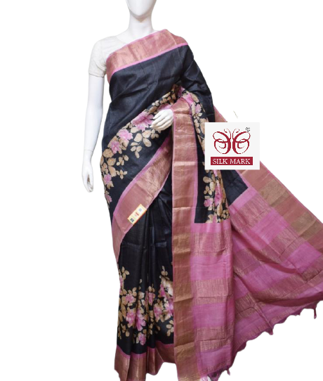Pure Tussar Silk print saree