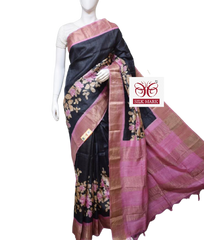 Pure Tussar Silk print saree