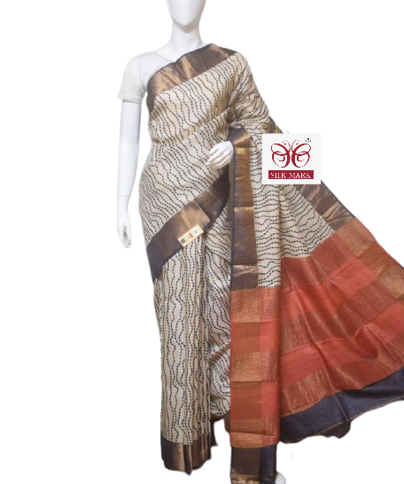 Pure Tussar Silk print saree