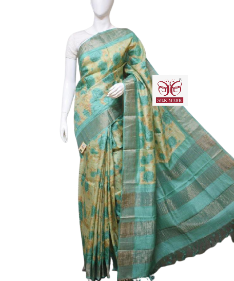 Pure Tussar Silk print saree