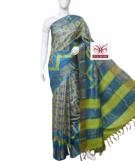 Pure Tussar Silk print saree