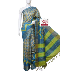 Pure Tussar Silk print saree