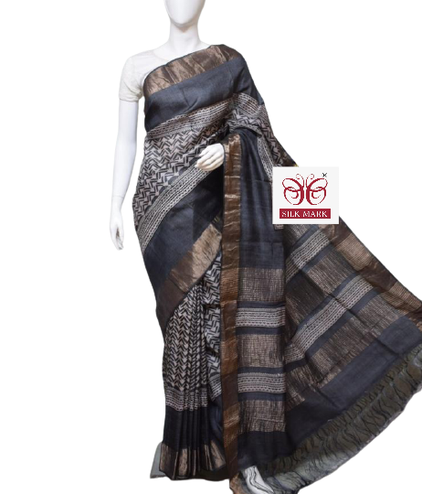 Pure Tussar Silk print saree