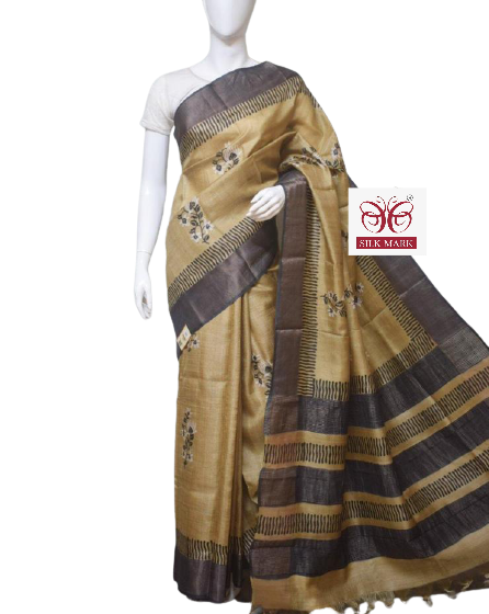 Pure Tussar Silk print saree