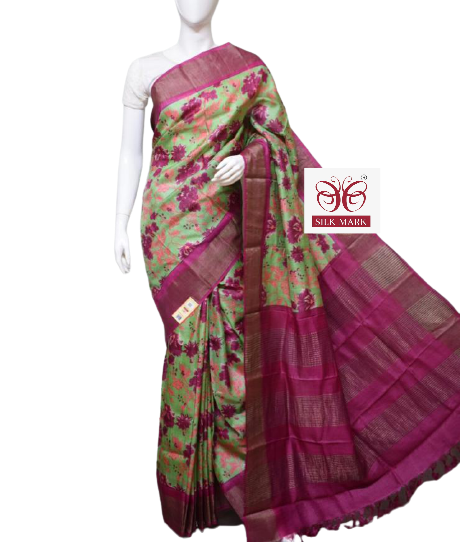 Pure Tussar Silk print saree
