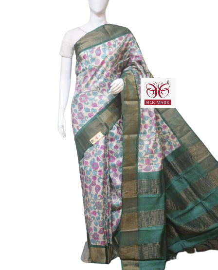 Pure Tussar Silk print saree