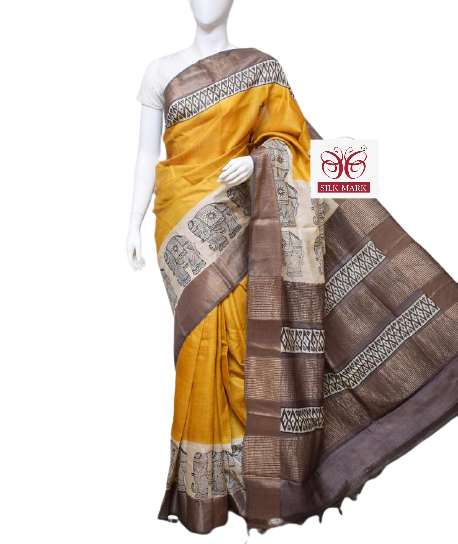 Pure Tussar Silk print saree