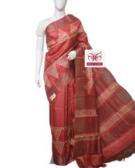 Pure Tussar Silk print saree