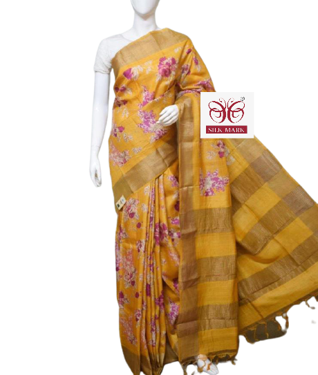 Pure Tussar Silk print saree