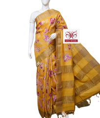 Pure Tussar Silk print saree