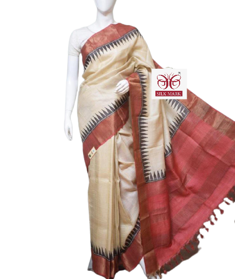 Pure Tussar Silk print saree