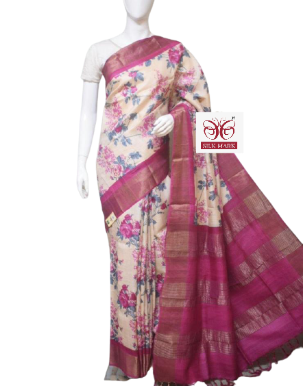 Pure Tussar Silk print saree