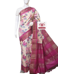 Pure Tussar Silk print saree