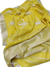 Pure silk linen embroidery saree SILK ZONE