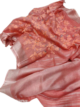 Pure silk linen embroidery saree SILK ZONE