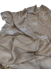 Pure silk linen embroidery saree SILK ZONE