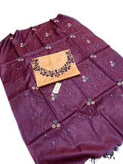 Tussar silk handwork embroidery suit SILK ZONE