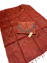 Tussar silk handwork embroidery suit SILK ZONE