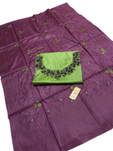 Tussar silk handwork embroidery suit SILK ZONE