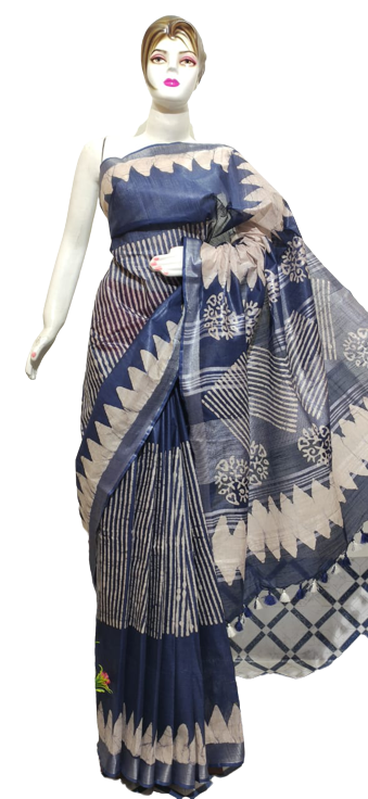 Cotton linen batik print saree Husain