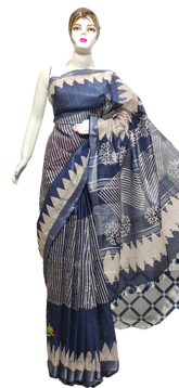 Cotton linen batik print saree Husain