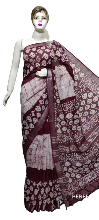 Cotton linen batik print saree Husain