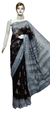 Cotton linen batik print saree Husain