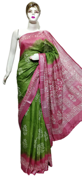 Cotton linen batik print saree SILK ZONE