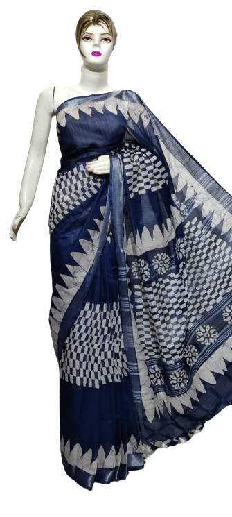 Cotton linen batik print saree Husain