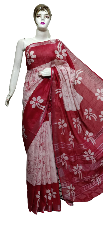 Cotton linen batik print saree Husain