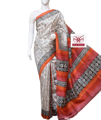 Pure Tussar Silk print saree