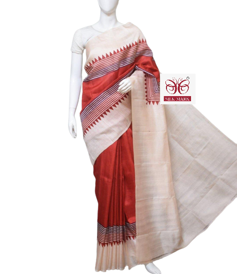 Pure Tussar Silk print saree