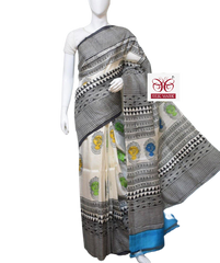 Pure Tussar Silk print saree