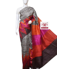 Pure Tussar Silk print saree