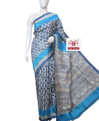 Pure Tussar Silk print saree
