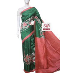 Pure Tussar Silk print saree