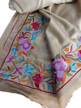 Tussar silk hand embroidery saree l SILK ZONE
