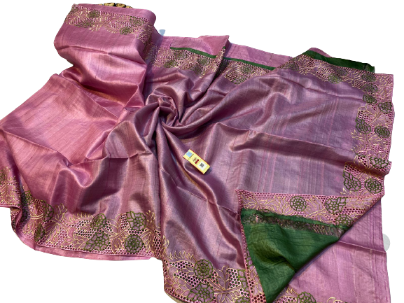 Tussar silk hand embroidery saree SILK ZONE
