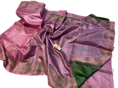 Tussar silk hand embroidery saree SILK ZONE